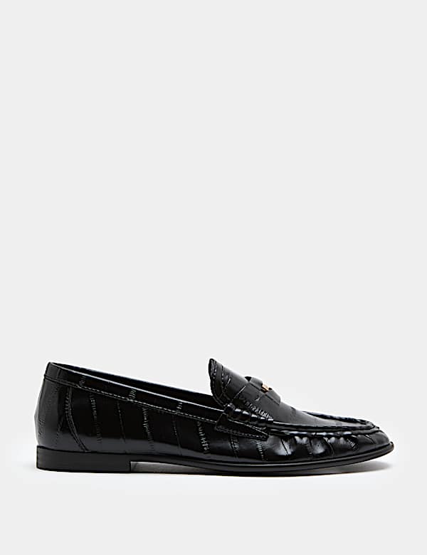 Textured Penny Flat Loafers - MX