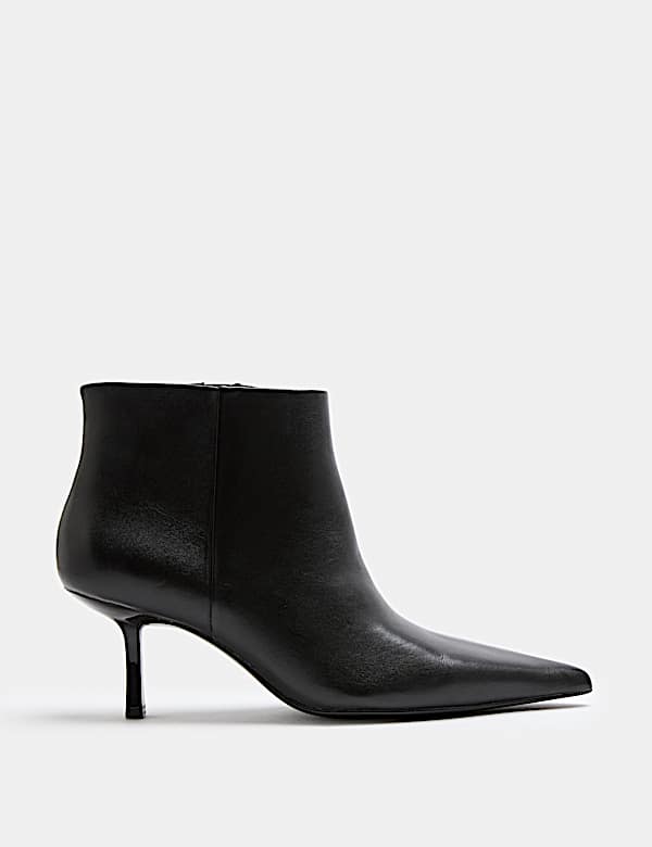 Leather Stiletto Heel Pointed Ankle Boots - AU