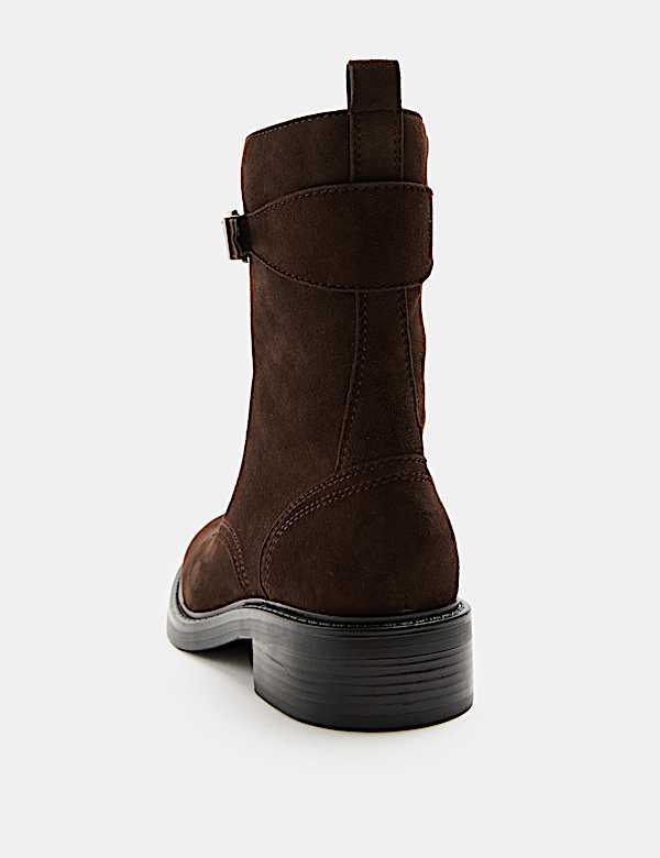 Suede Lace Up Block Heel Ankle Boots - AU