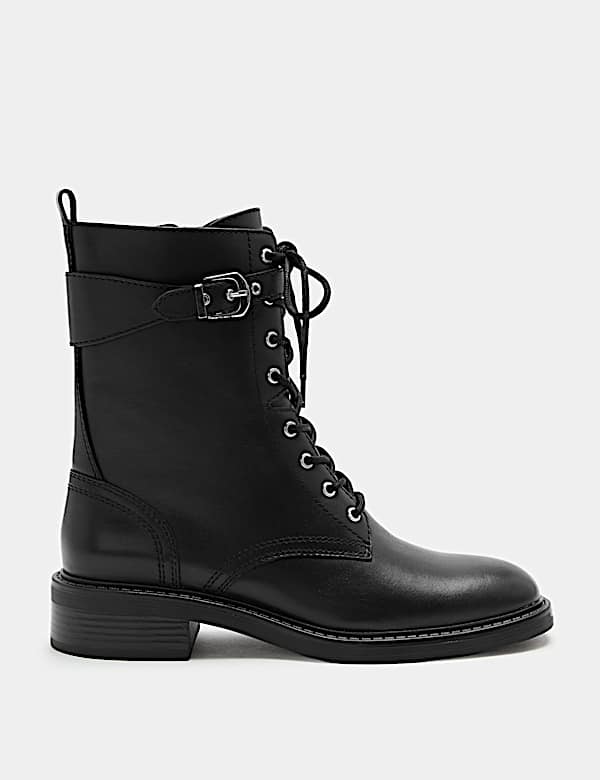 Leather Biker Lace Up Ankle Boots - MX
