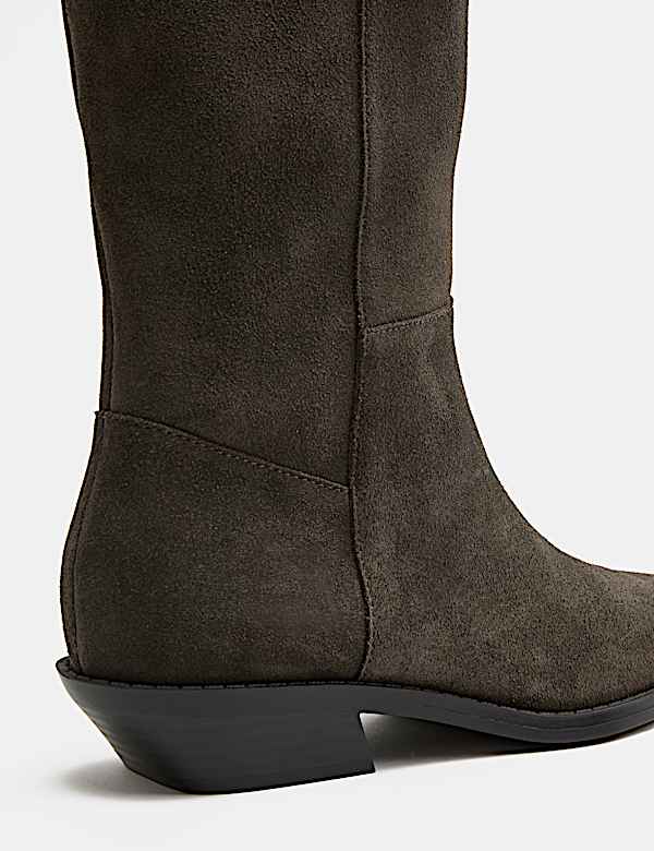 Suede Cowboy Knee High Boots - MX