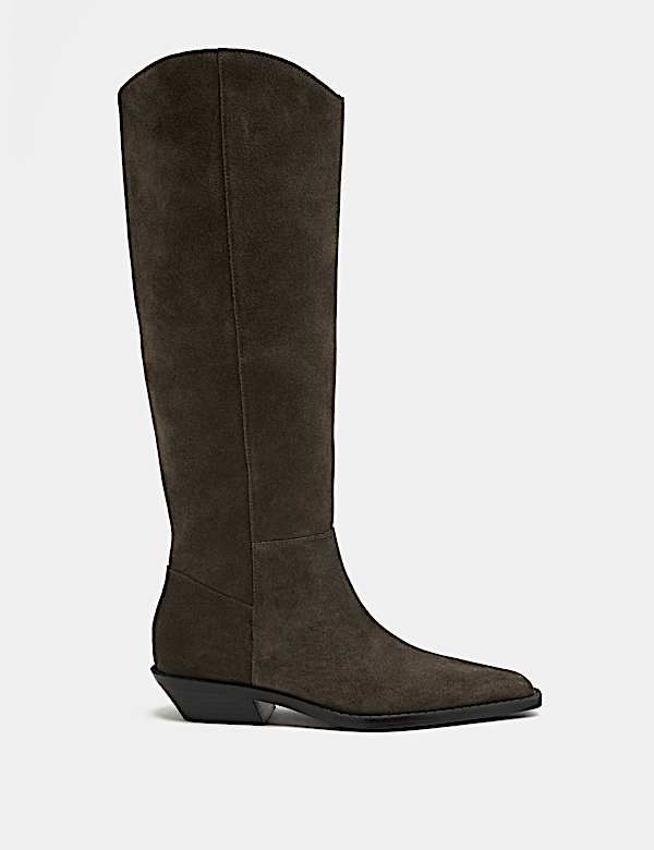 Suede Cowboy Knee High Boots - MX