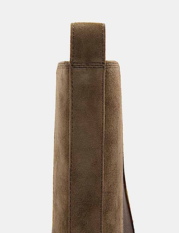 Suede Chelsea Block Heel Pointed Boots - BG