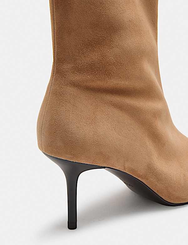 Suede Stiletto Heel Chisel Toe Ankle Boots - MX
