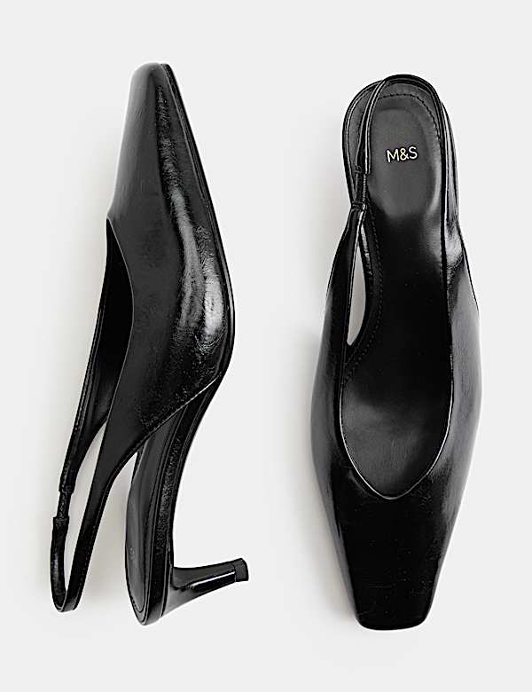 Kitten Heel Chisel Toe Slingback Shoes - AL