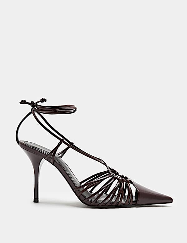 Strappy Stiletto Heel Pointed Court Shoes - AU