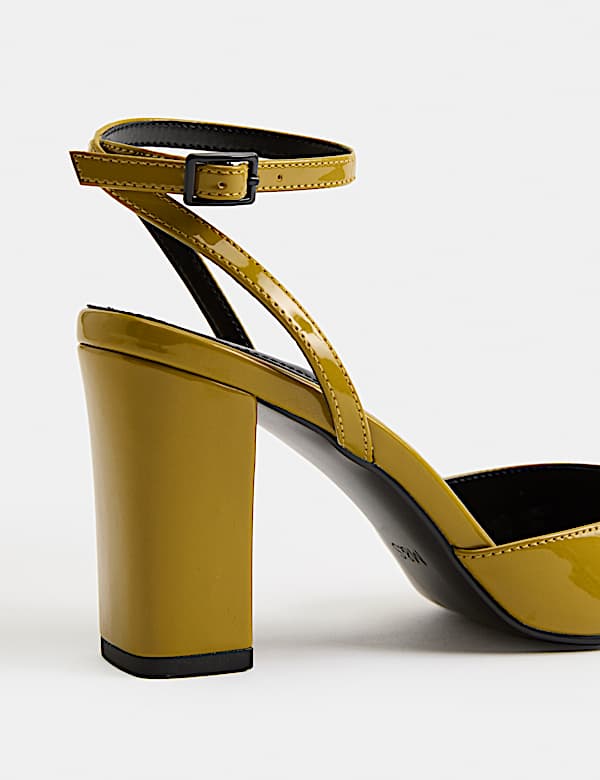 Ankle Strap Block Heel Chisel Toe Court Shoes - AU