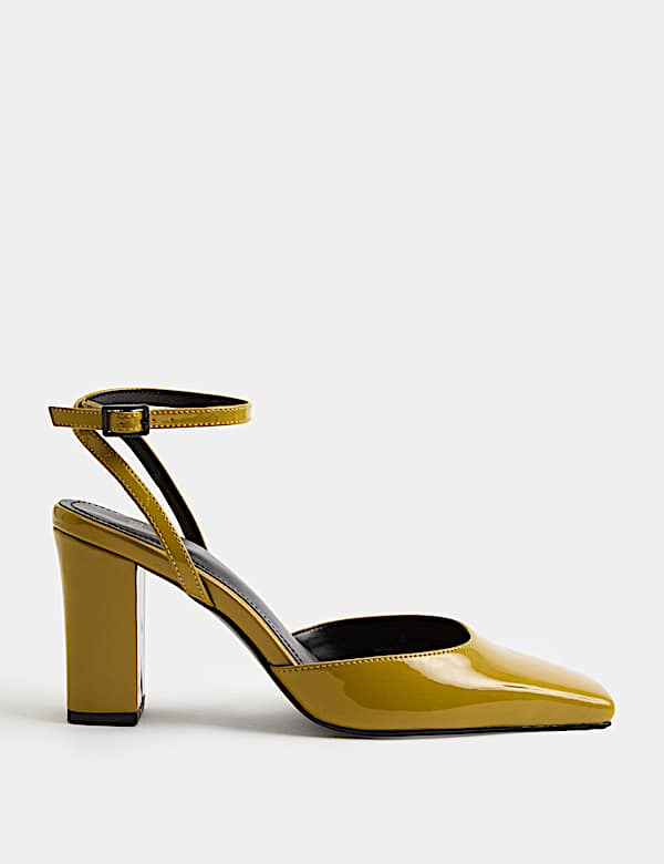 Ankle Strap Block Heel Chisel Toe Court Shoes - AU