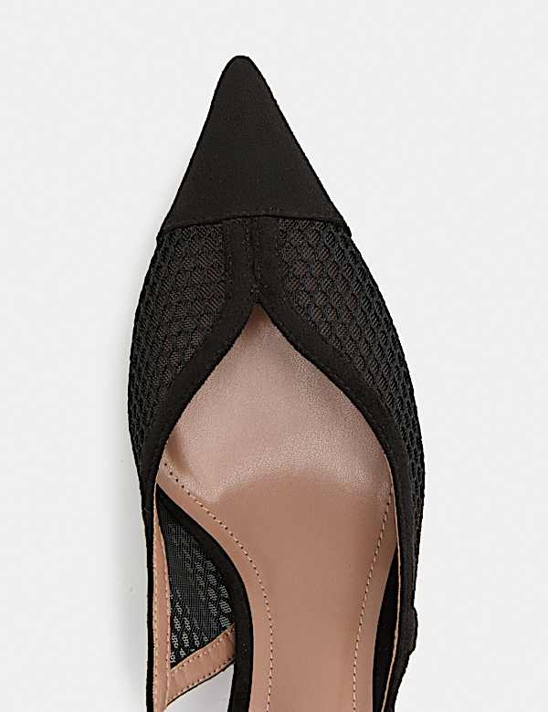 Mesh Kitten Heel Pointed Slingback Shoes - US