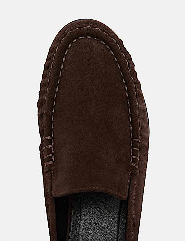 Suede Ruched Backless Flat Loafers - HR