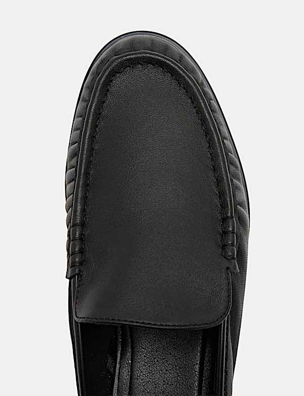 Leather Ruched Backless Flat Loafers - BG