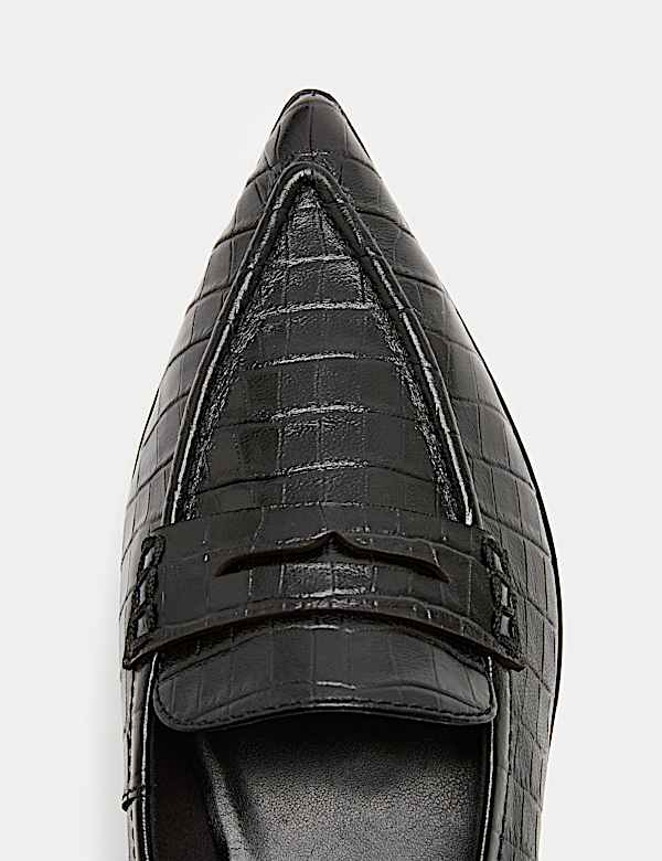 Mocasines de piel con estampado de cocodrilo y puntera fina - US
