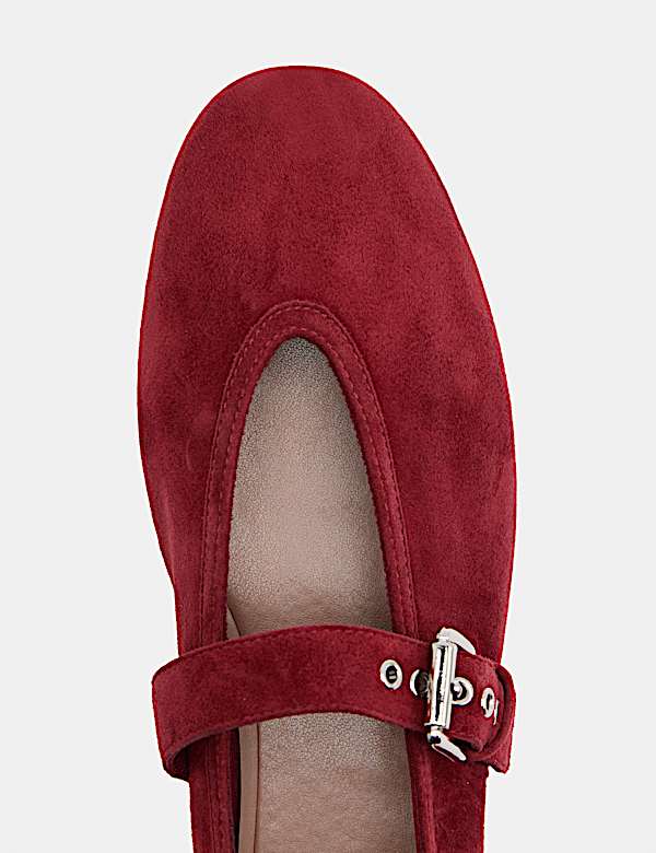 Suede Flat Round Toe Mary Jane Ballet Pumps - RS