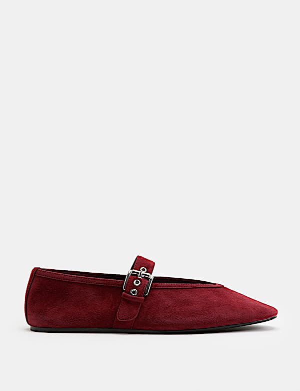 Suede Flat Round Toe Mary Jane Ballet Pumps - RS