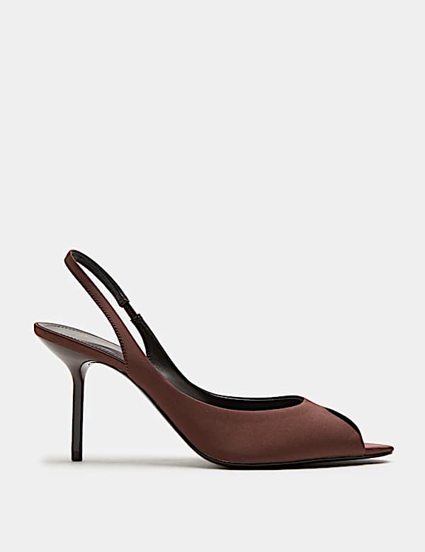 Satin Stiletto Heel Peep Toe Slingback Shoes - CA