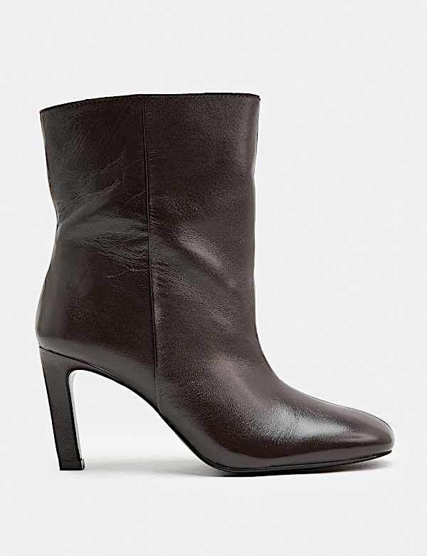 Leather Pull On Stiletto Heel Ankle Boots - NZ