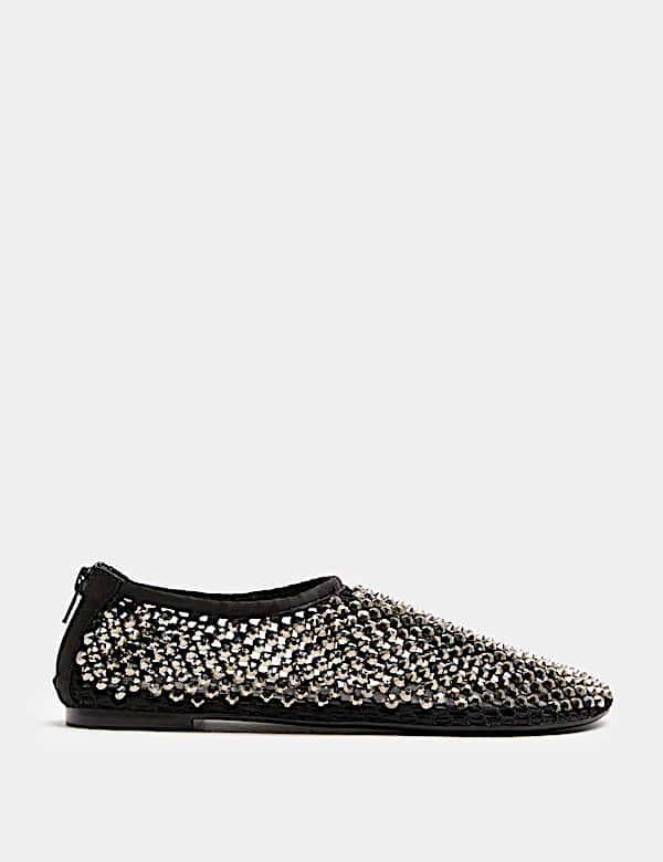 Leather Gem High Vamp Flat Shoe - TW