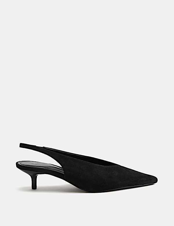 Kitten Heel Pointed Slingback Shoes - BN