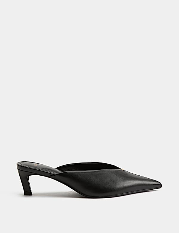 Kitten Heel Pointed Toe Mules - AU