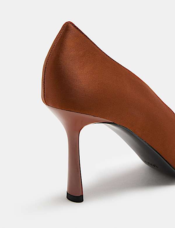 Satin Scalloped Trim Stiletto Court Shoes - TW