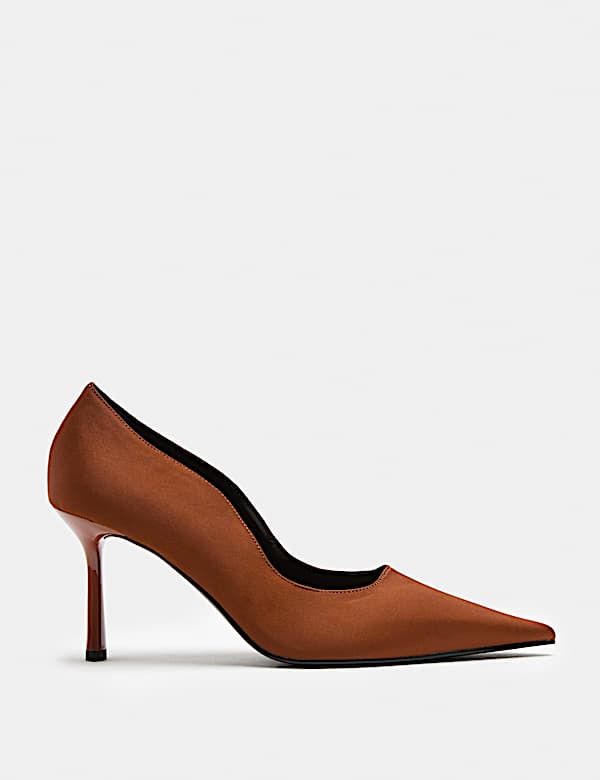 Satin Scalloped Trim Stiletto Court Shoes - TW
