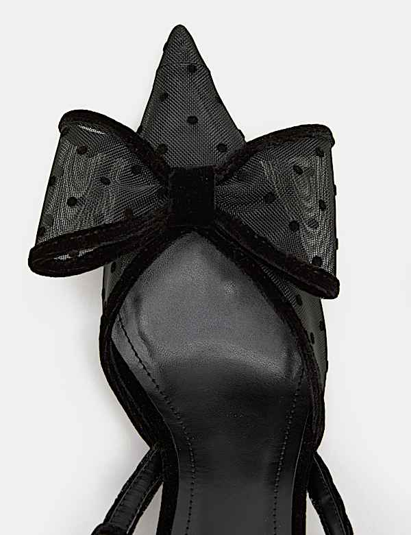 Polka Dot Mesh Stiletto Slingback Shoes - KG