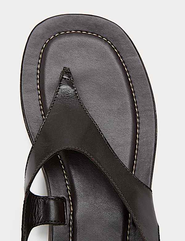 Leather Ankle Strap Flatform Toe Post Sandals - VN