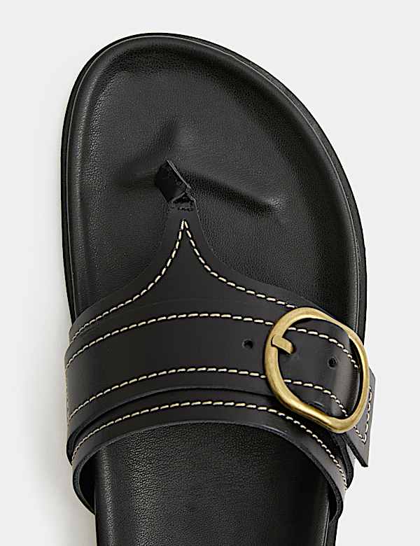 Leather Footbed Toe Post Sandals - VN