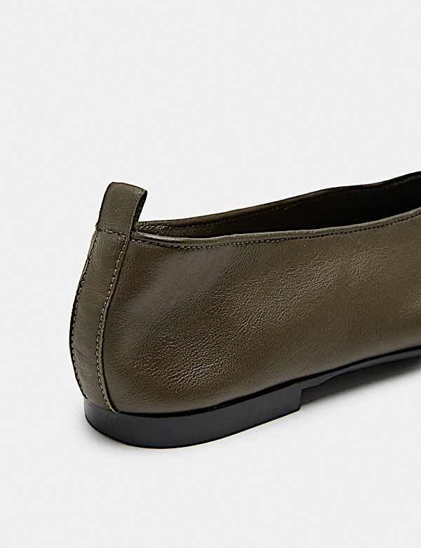 Leather High Vamp Flat Ballet Pumps - PL