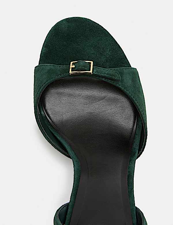 Suede Buckle Open Toe Stiletto Heel Sandals - NZ