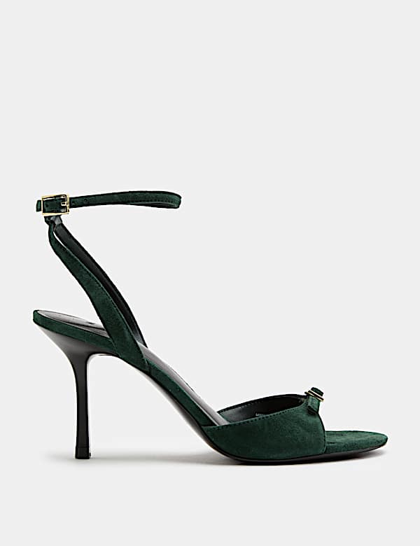 Suede Buckle Open Toe Stiletto Heel Sandals - NZ