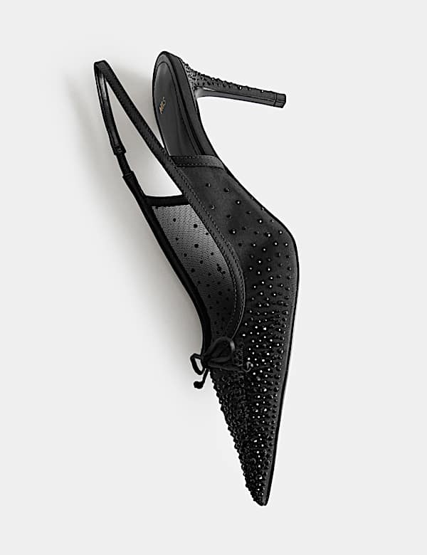 Embellished Bow Stiletto Slingback Shoes - AU
