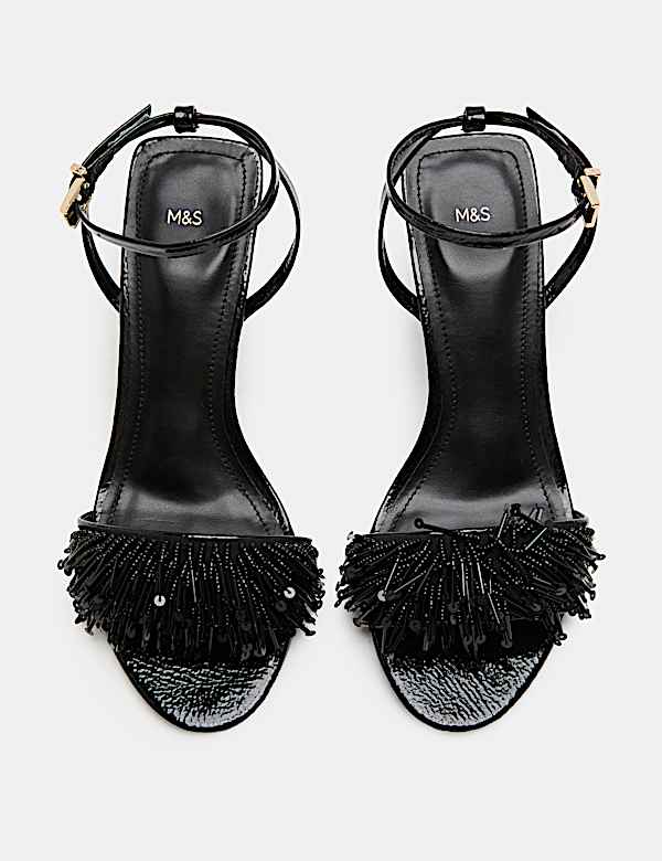 Buckle Fringed Stiletto Heel Open Toe Sandal - AU