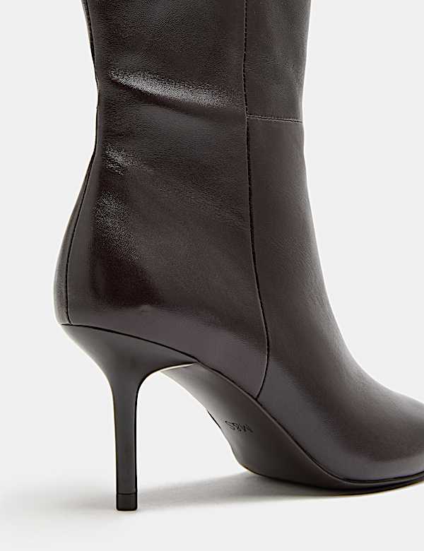 Leather Stiletto Heel Knee High Boots - AU
