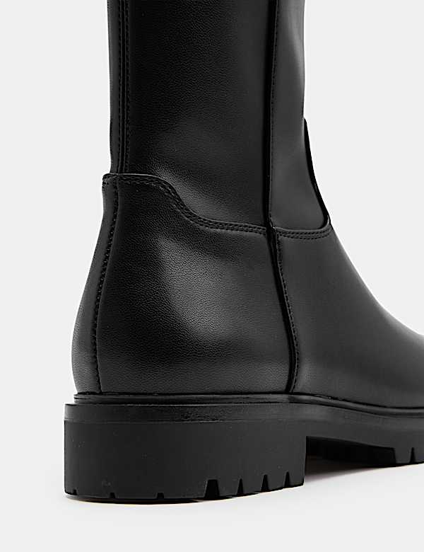 Bottes style chaussette &agrave; talons carr&eacute;s - CH