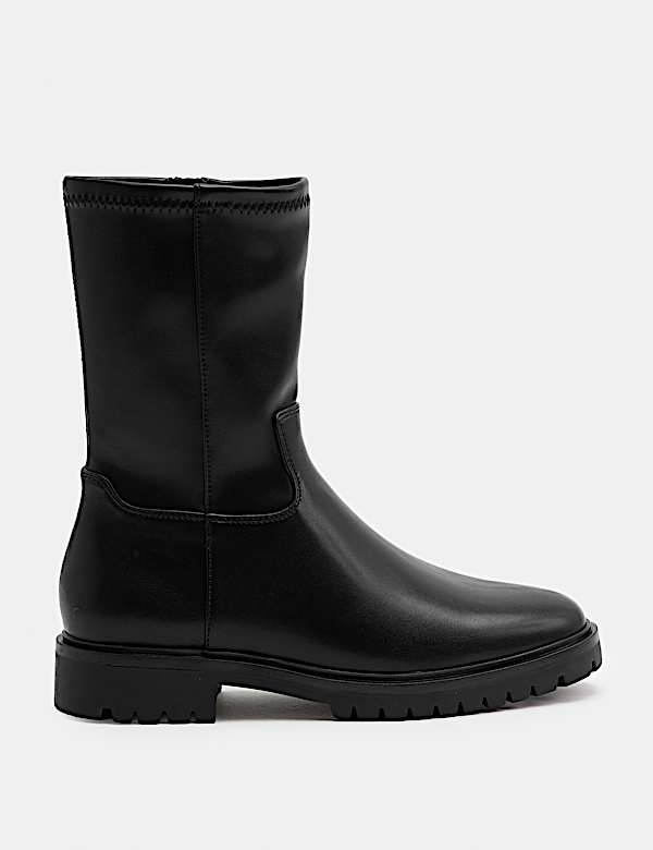 Bottes style chaussette &agrave; talons carr&eacute;s - CH