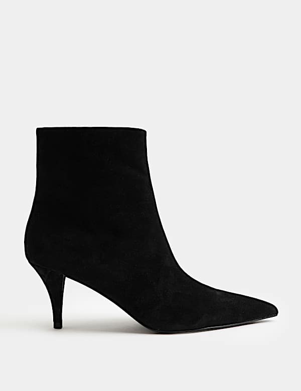 Suede Stiletto Heel Pointed Toe Ankle Boot - KG