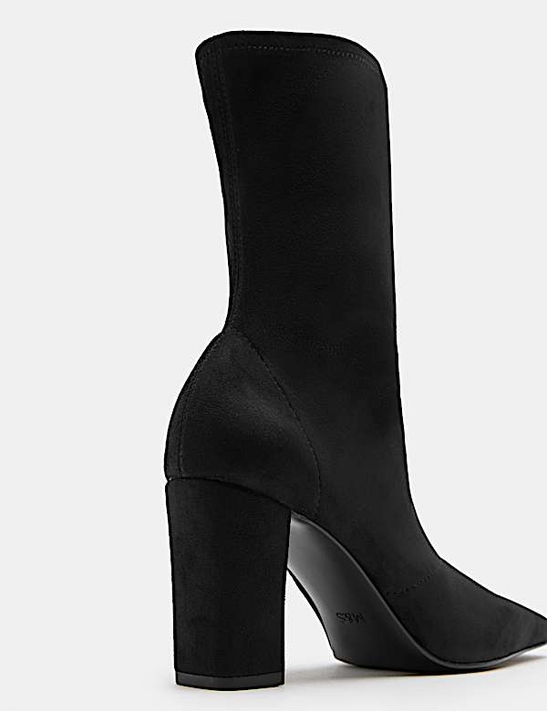 Square Toe Block Heel Sock Boot - AU
