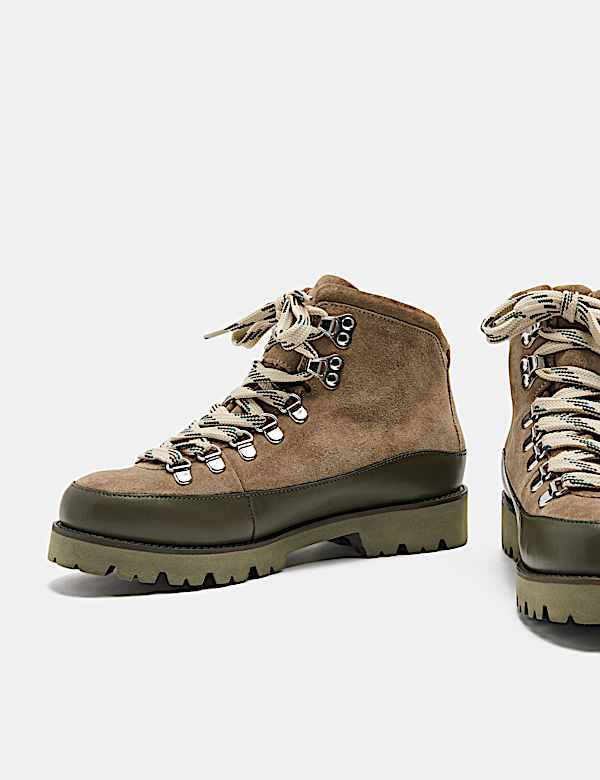 Suede Hiker Lace Up Block Heel Walking Boots - UA