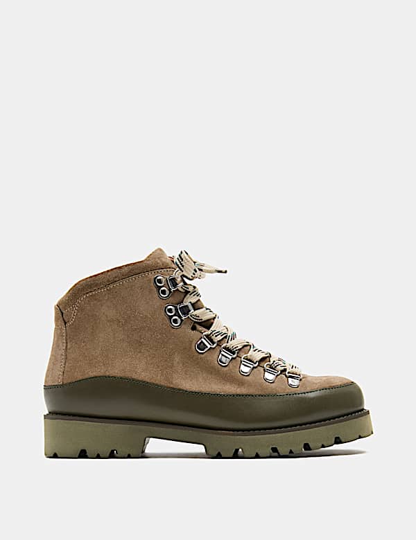 Suede Hiker Lace Up Block Heel Walking Boots - UA