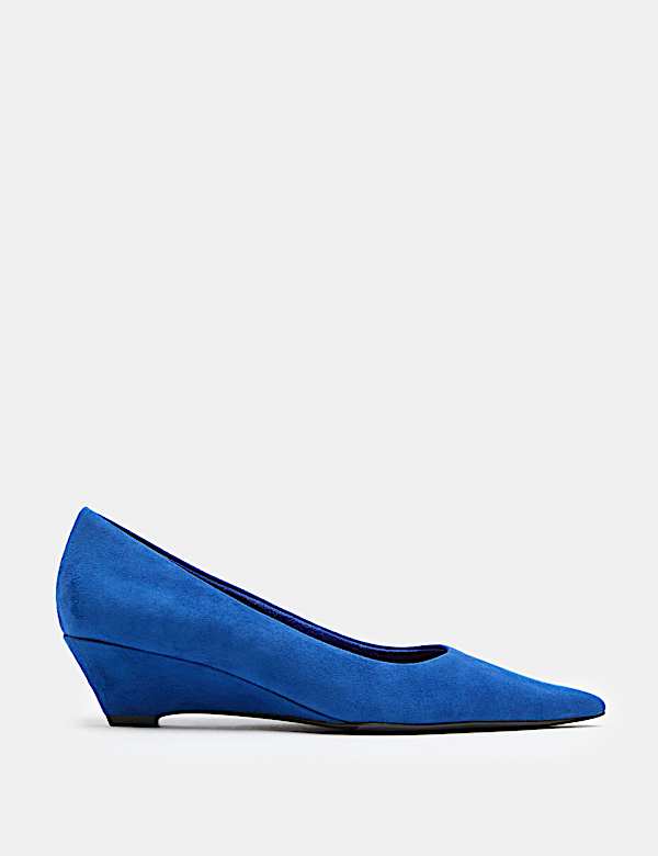 Suede Wedge Heel Pointed Toe Shoes - AL