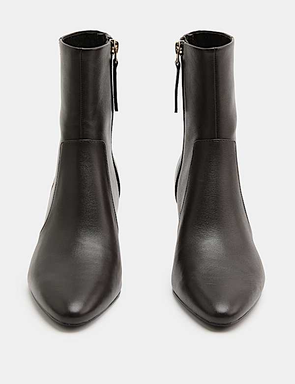 Bottines en cuir &agrave; petits talons - LU