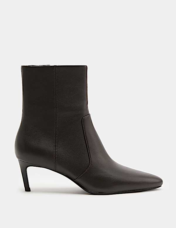 Bottines en cuir &agrave; petits talons - LU