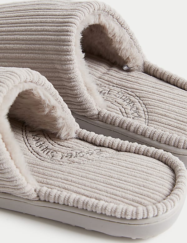 Faux Fur Lined Slippers with Secret Support - GR