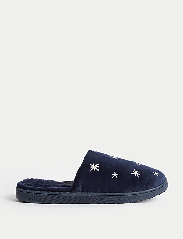 Embroidered Mule Slippers MIDNIGHT NAVY Slippers M S GR