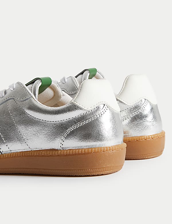Leather Metallic Side Detail Trainers - CA