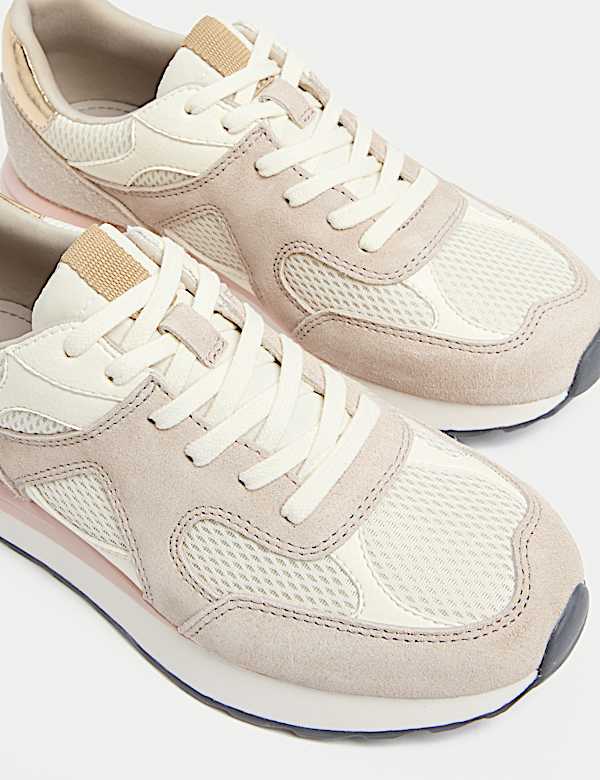 Suede Mesh Detail Trainers - PT