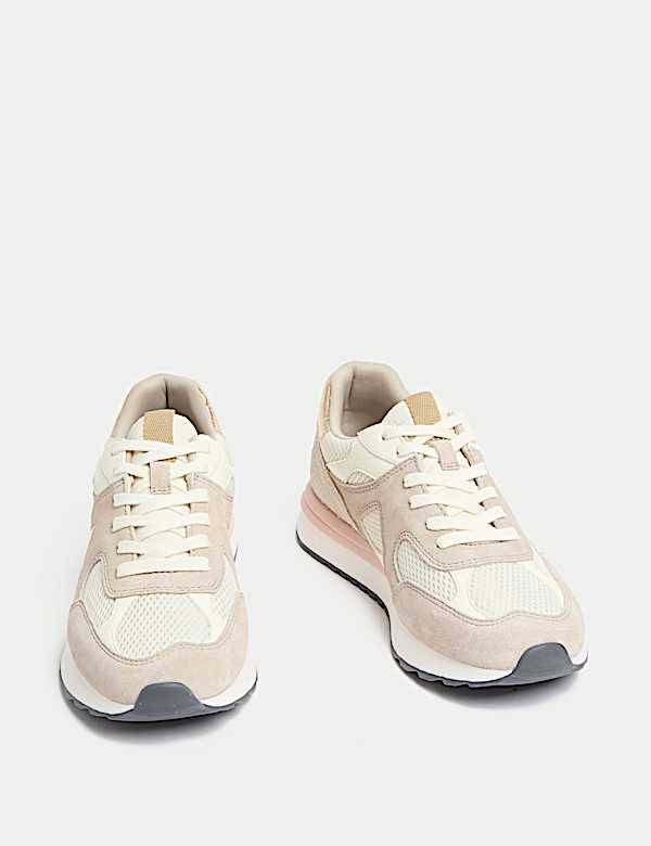 Suede Mesh Detail Trainers - PT