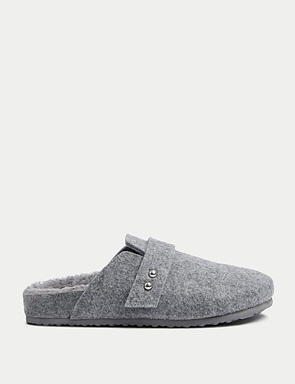 Felt Faux Fur Lined Clog Slippers - CH