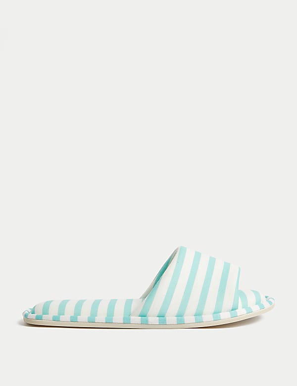 Stripe Open Toe Mule Slippers SEA GREEN Slippers M S GR